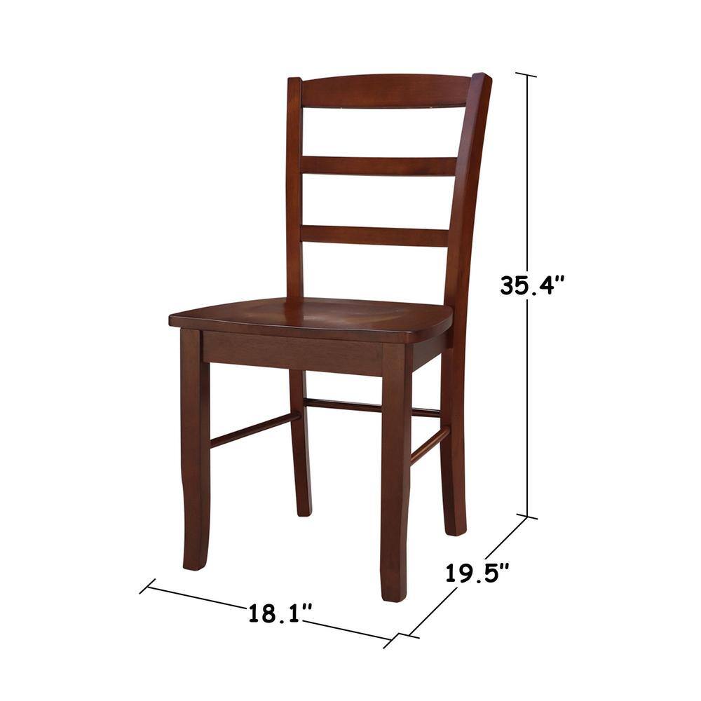Espresso High Slat Solid Wood Ladderback Side Chair Set