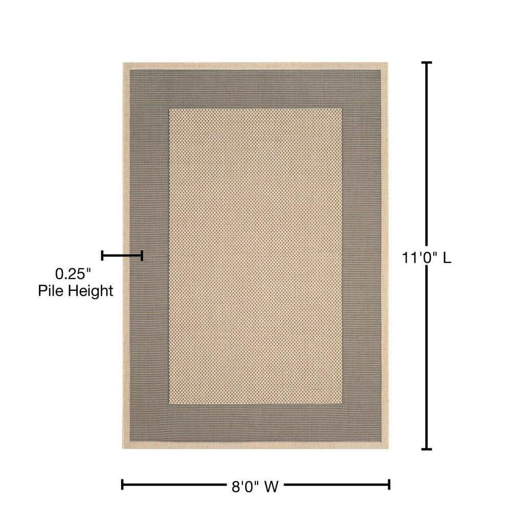 Elegant Gray and Cream 8' x 11' Synthetic Flat Woven Outdoor Rug