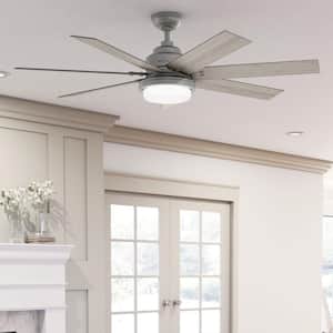 Whittington 60 in. LED Indoor Matte Silver Ceiling Fan with Light and Remote