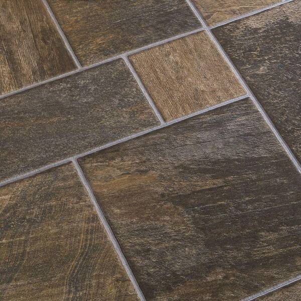 Unbranded Bronze Random Slate Laminate Flooring Sample- 5 in. x 7 in. Take Home Sample-DISCONTINUED