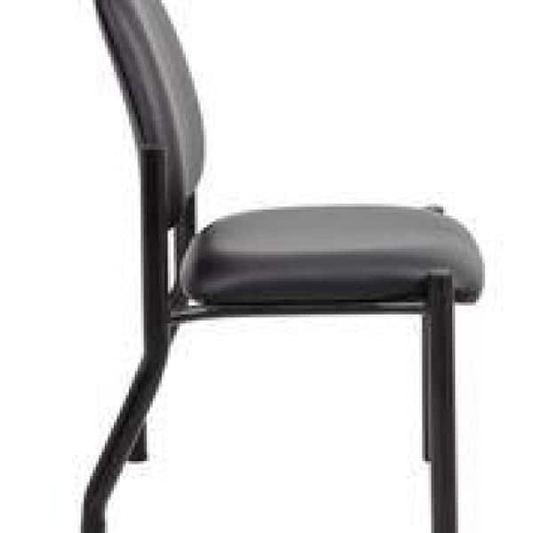 Sleek Mid-Back Armless Guest Chair in Antimicrobial Black Vinyl