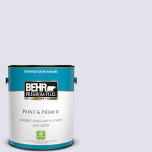 Behr Premium Plus 1 Gal M550 1 White Lavender Satin Enamel Low Odor Interior Paint Primer 705001 The Home Depot