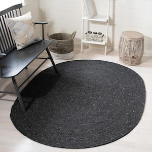 Braided Black 8 ft. x 10 ft. Oval Speckled Solid Color Area Rug
