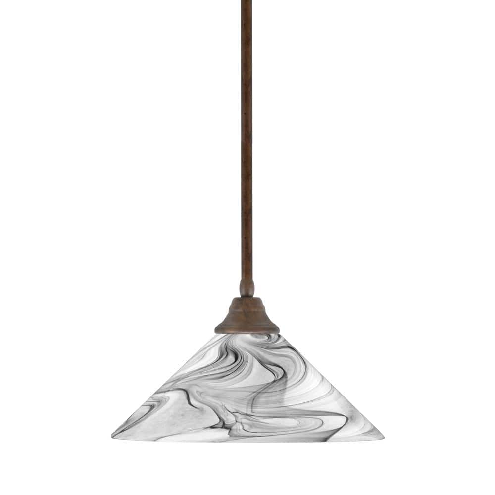 Sparta 100-Watt 1 Light Bronze Shaded Pendant Light with 16 in. Onyx Swirl 