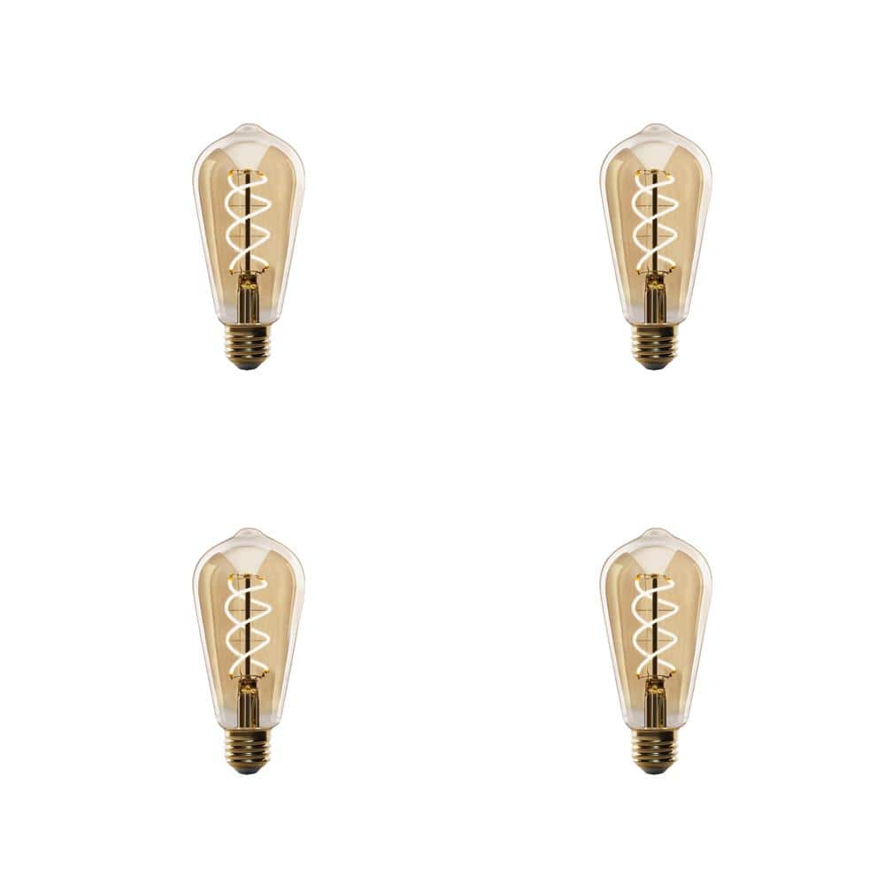 60-Watt Equivalent ST19 Dimmable Spiral Filament Amber Glass E26 Vintage Edison LED Light Bulb, Warm White (4-Pack) price history on PriceWatchPro