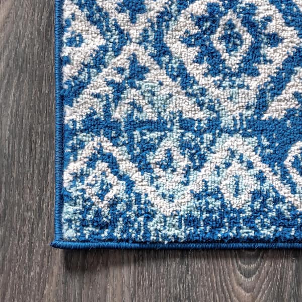 JONATHAN Y Moroccan Hype Boho Vintage Tribal Blue/White 8 ft. x 10