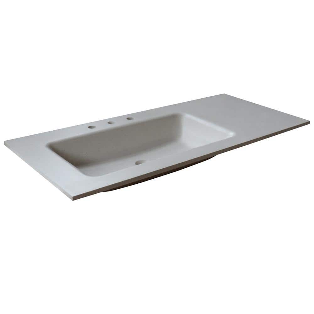 49'' Sandy White Concrete Single Bathroom Vanity Top with Integral Sink