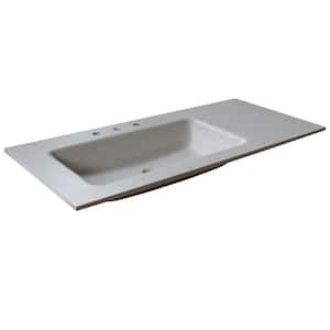 49 in. W x 22 in. D Concrete Vanity Top with Left Side Sink in Sandy White