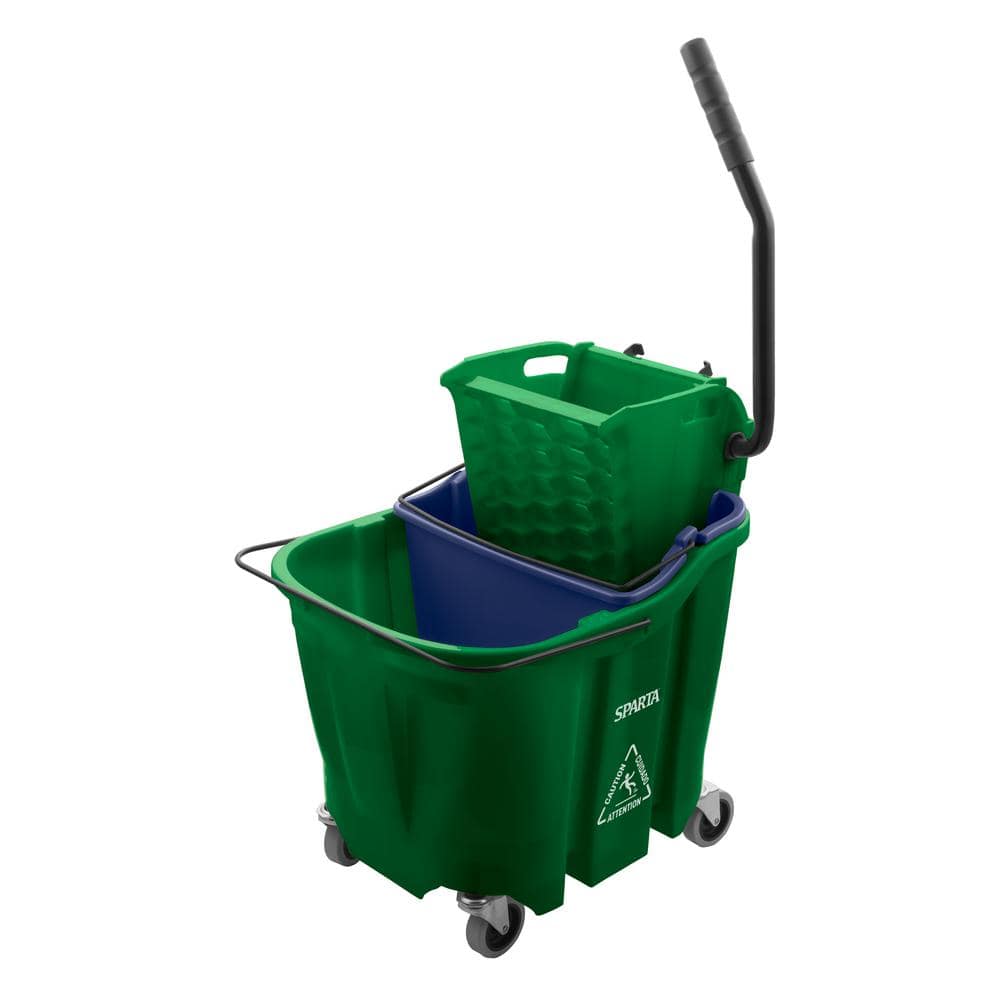 SPARTA 8.75 gal. Green Polypropylene Mop Bucket Combo with Wringer and Soiled Water Insert