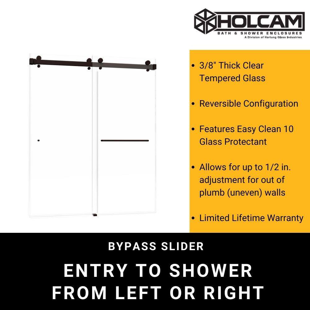 Luna 48'' Frameless Clear Glass Sliding Shower Door in Brushed Nickel