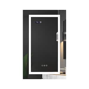 20 in. W x 32 in. H Rectangular Black Glass Recessed/Surface Mount Medicine Cabinet with Mirror LED Dimmer Defogger