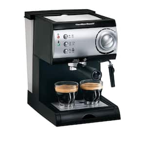 2-Cup Black Espresso Maker with 15-Bar Pump
