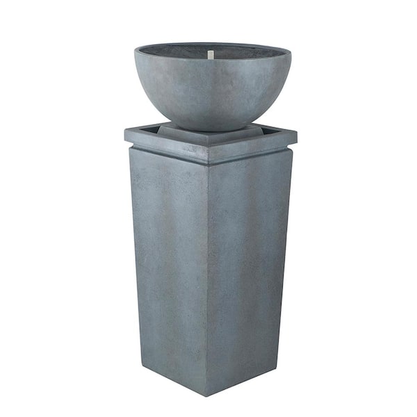 Boosicavelly 44.5 in. Tall Gray Outdoor Polyresin Zen Bowl Floor Fountain