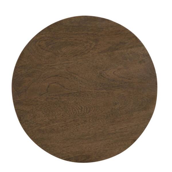 HomeRoots 16 in Wood Brown Round Wood End table 2000521943 The Home Depot