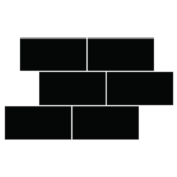 Daltile Rittenhouse Square 3 in. x 6 in. Black Ceramic Bullnose Wall Tile (0.125 sq. ft. / piece)