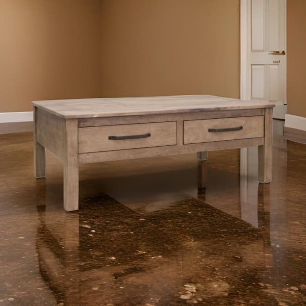 Benjara Umey 53.25 in. Brown and Black Rectangle Wood Coffee Table with 2 Drawers