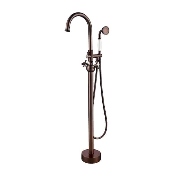 45-1/4 in. 2-Handle Freestanding Tub Faucet with Hand Shower Head in Oil Rubbed Bronze