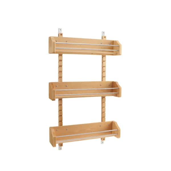 Rev-A-Shelf 25 in. H x 16.125 in. W x 4 in. D Large Cabinet Door Mount Wood Adjustable 3-Shelf Spice Rack