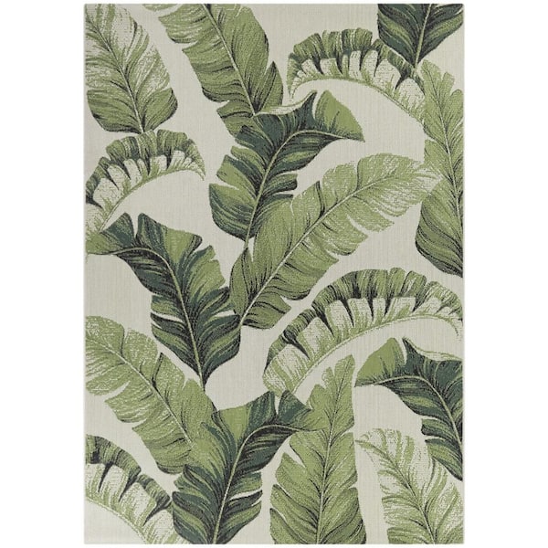 Estrin Green 5 ft. x 7 ft.  Floral Indoor/Outdoor Area Rug