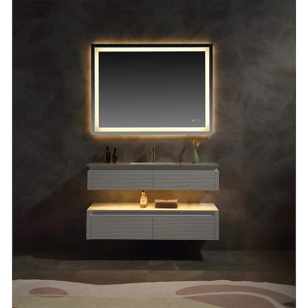 48 in. W x 20.8 in. D x 19.6 in. H Undermount Single Sink Floating Bath Vanity in White with White Engineer Marble Top