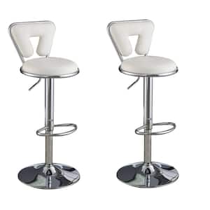 34.8 in. White Low Back Metal Frame Barstool with Leatherette Seat (Set of 2)