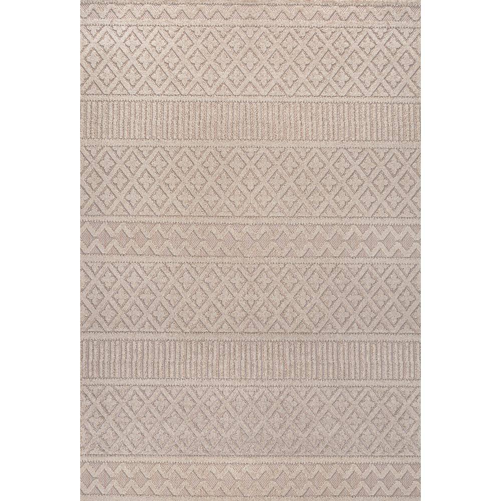 Beige and Gray Geometric Synthetic Indoor/Outdoor Area Rug