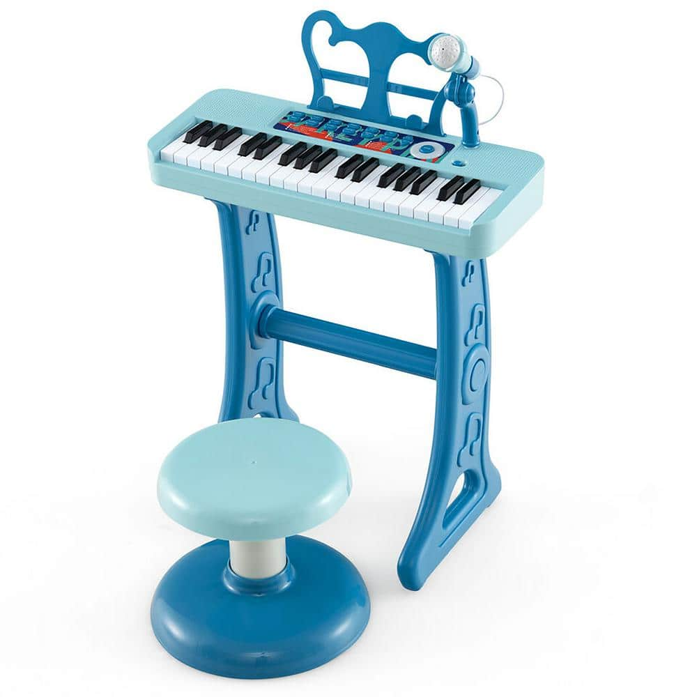 Gymax 37-Key Kids Piano Keyboard Toy Musical Electronic Instrument with  Stool Blue GYM12854 - The Home Depot