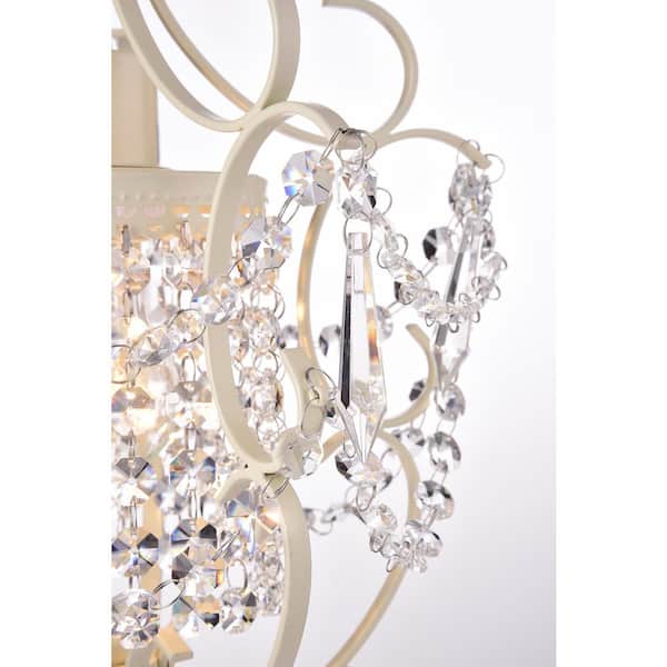 Edvivi Amorette 1 Light Antique White Mini Glam Chandelier With Clear Glass Hanging Crystals Epc5016wh The Home Depot Edvivi Amorette 1 Light Antique White, Amorette 1 Light Chrome Mini Chandelier With Crystals