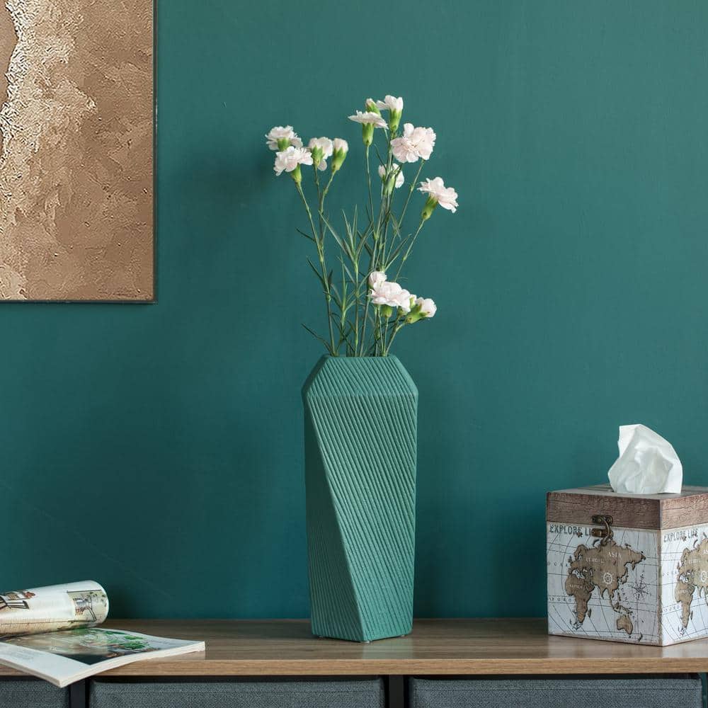 Tiny Green Ridged Ceramic Decorative Table Vase