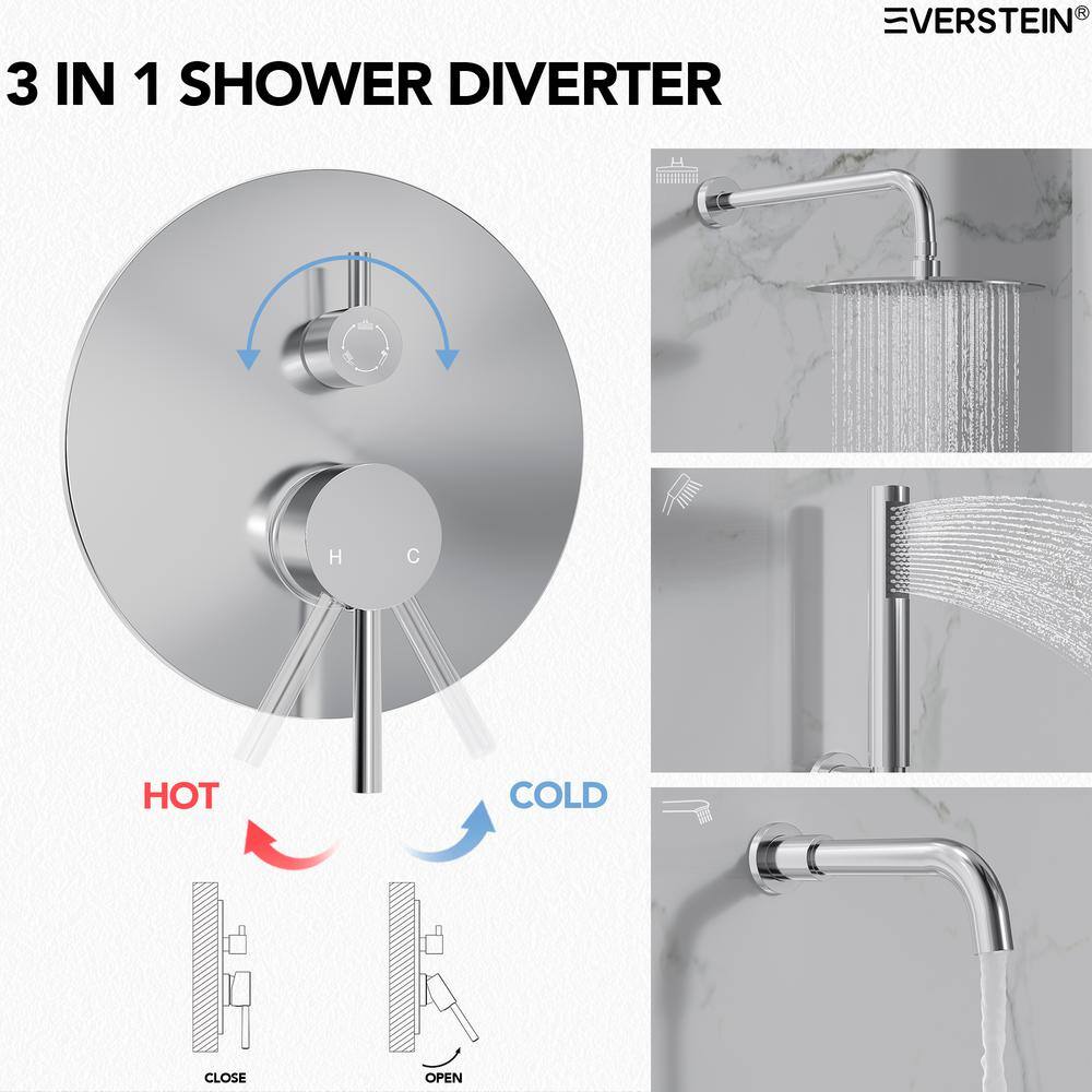 Chrome 10" Rainfall Wall Mounted Shower System with Handheld