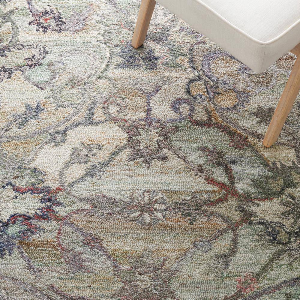 Handmade Sage and Beige Round Wool Area Rug with Cotton Backing