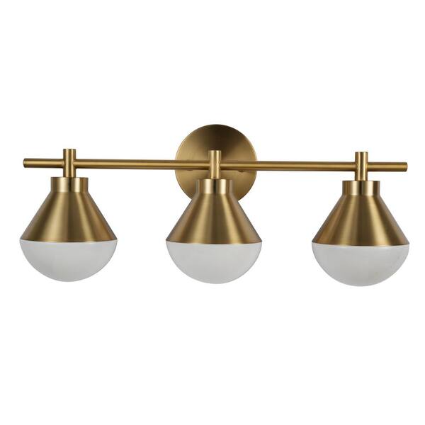 Kenroy Home Schoolhouse 5 in. 3-Light Brushed Gold Vanity Light