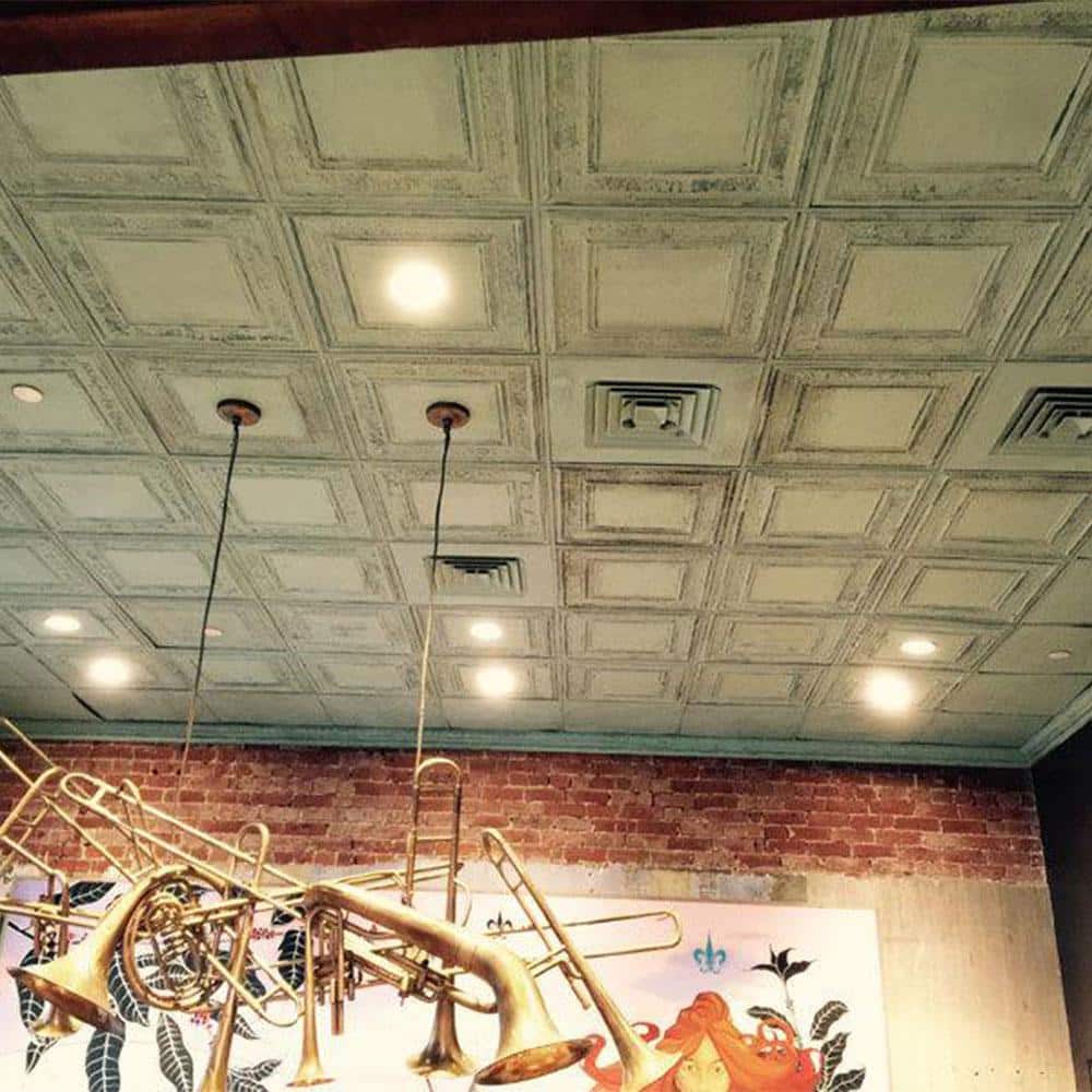 Savannah Stained Metal 24" Square PVC Ceiling Tile