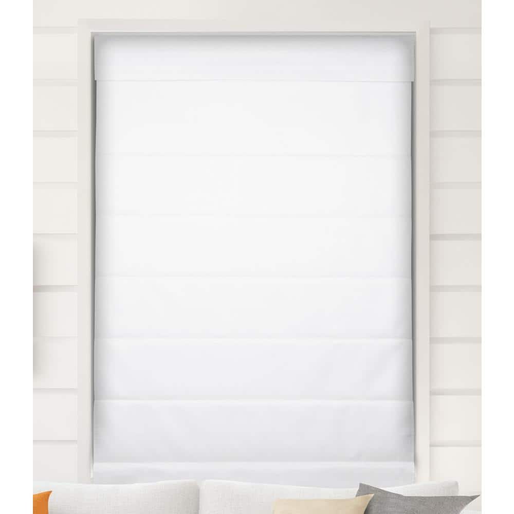 Pure White Cordless Fabric Blackout Roman Shade 29.5"W x 60"H