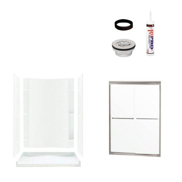 STERLING Accord 36 in. x 60 in. x 77 in. Shower Kit with Shower Door in White/Chrome-DISCONTINUED