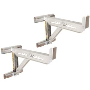 21.75 in. x 10 in. x 16.75 in. Aluminum Adjustable 2-Rung Ladder Jacks for Scaffold Extension Boards or Ladder, (2-Pack)