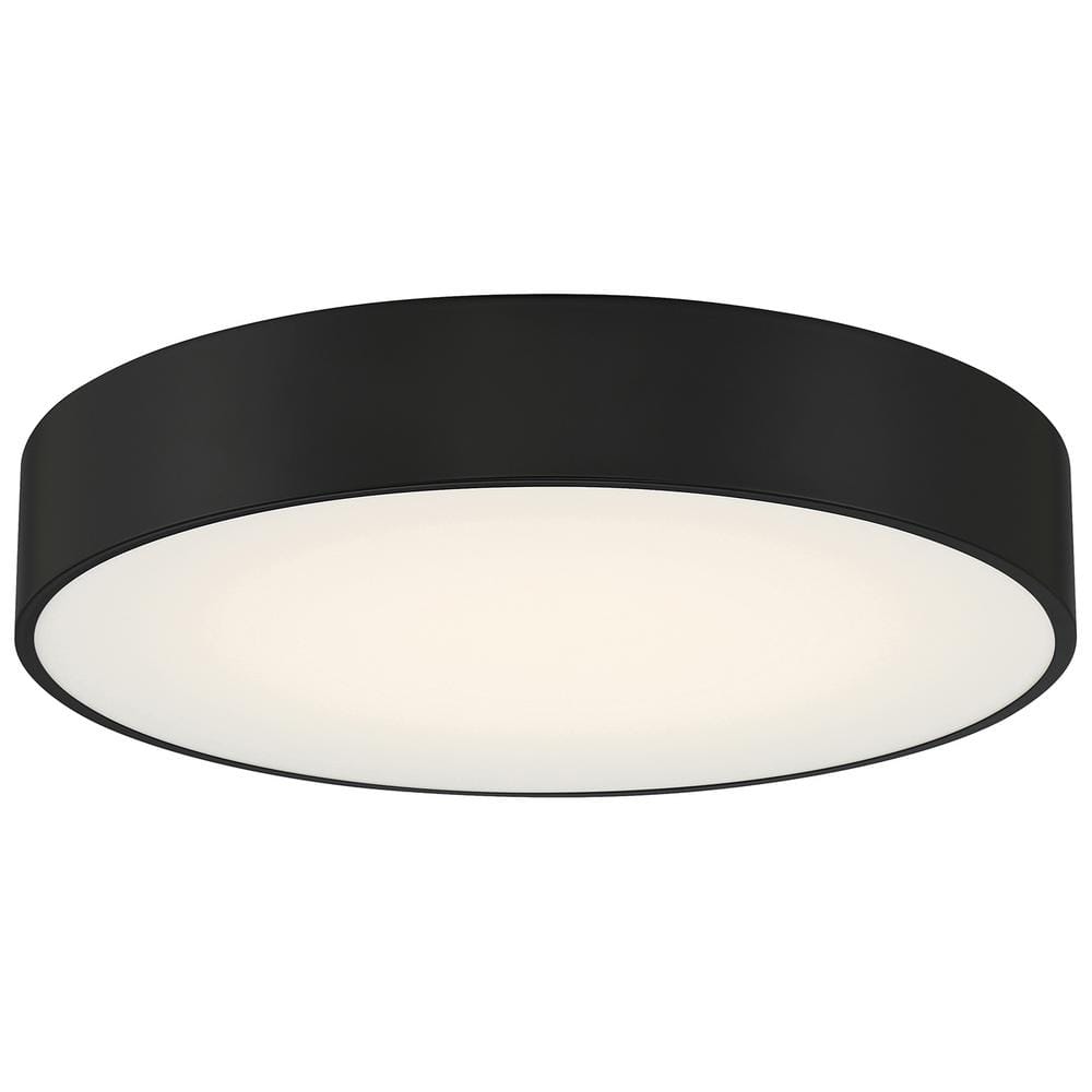 Como 13.75 in. 17-Watt Black Integrated LED Flush Mount with White Acrylic 