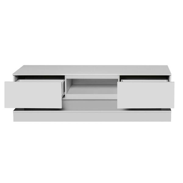 LUCKY ONE 51.18 in. White Morden TV Stand Fits TV's up to 59 in. with LED Lights