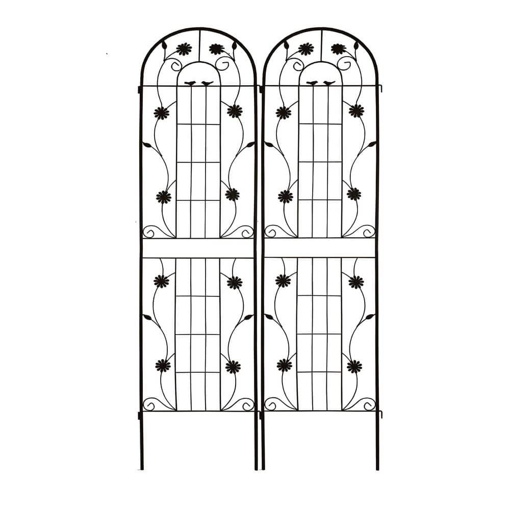 (2-Pack) 87 in. Black Iron Arch Garden Trellis, Fence Plant Trellis for Outdoor Climbing Roses Vines Support price history on PriceWatchPro