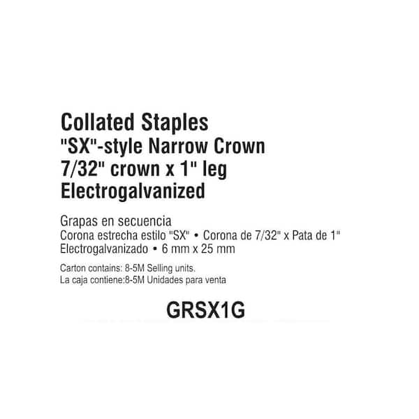 Grip-Rite 1 in. 18-Gauge Galvanized SX-Style Narrow Crown Staples