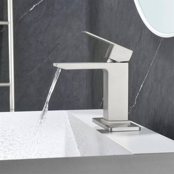 Basin Mixer Tap Waterfall Bathroom Sink Taps Square Stainless Steel Cold And Hot Modern Cloakroom Taps Mono Water-Saving, Energy-Saving (Silver, Black-Gold