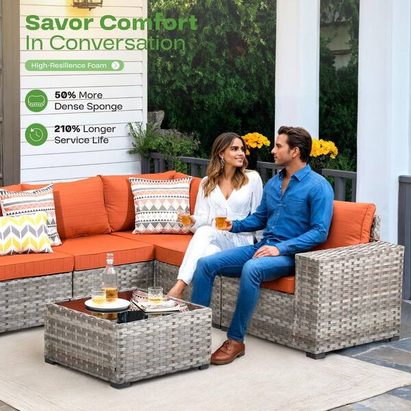 XIZZI Lullaby 10-Pieces Wicker Outdoor Patio 54 in. Rectangular