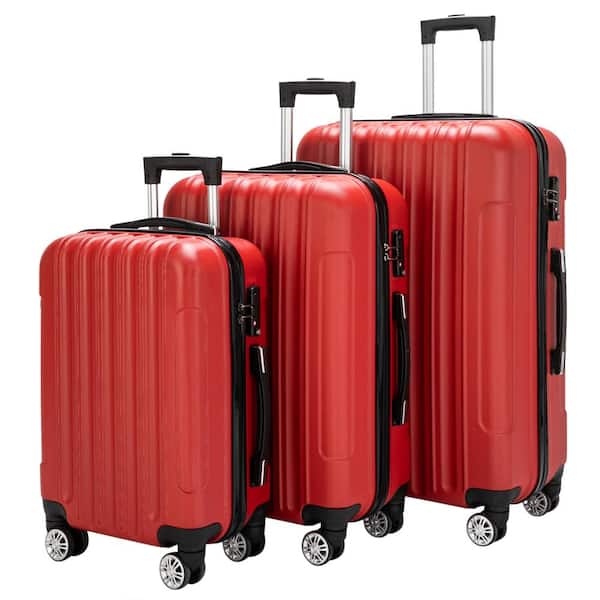 Winado Nested Hardside Luggage Set in Red, 3-Piece - TSA Compliant