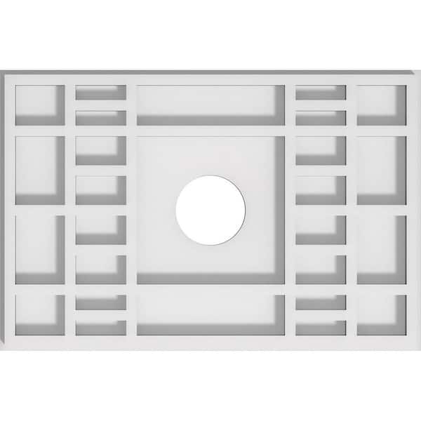 Ekena Millwork 1 in. P X 12 in. W X 8 in. H X 2 in. ID Beaux Architectural Grade PVC Contemporary Ceiling Medallion
