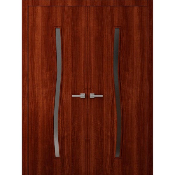 3012 72 in. x 80 in. Sold Core Walnut Franko Color Wood Interior Door Kit with Quick Assemble Jamb