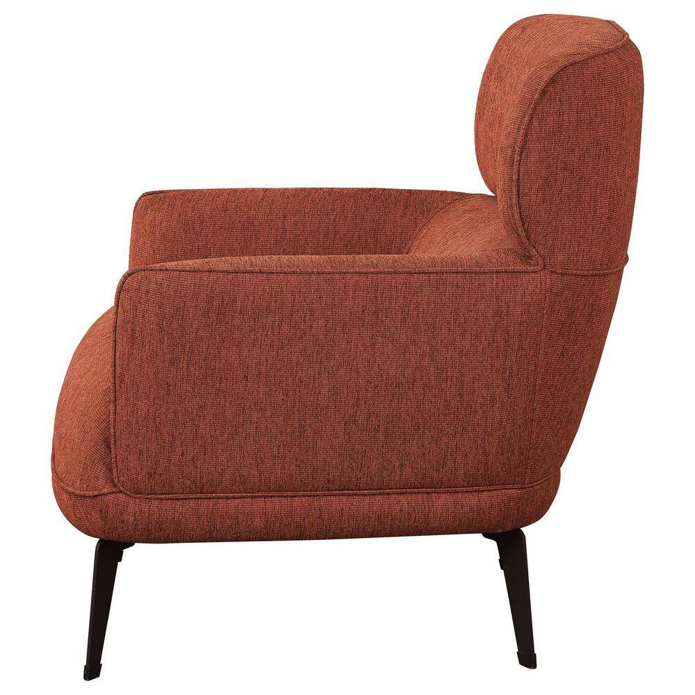 Andrea Orange Transitional Accent Chair with Black Metal Legs