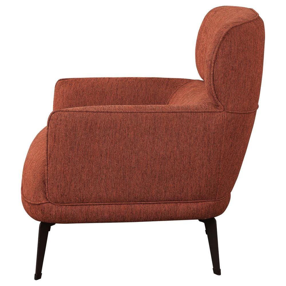 Andrea Orange Transitional Accent Chair with Black Metal Legs