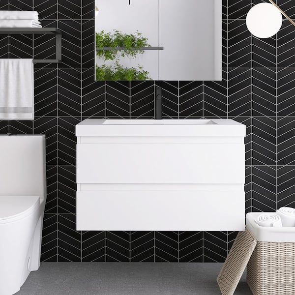 Unbranded 36 in. W x 19.5 in. D x 22.5 in.H Single Sink Bath Vanity Side Cabinet in HighGloss White with White Cultured Marble Top