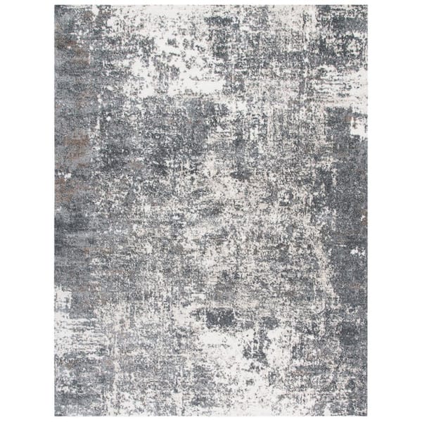 Aston 10 ft. x 14 ft. Gray/Ivory Distressed Abstract Area Rug