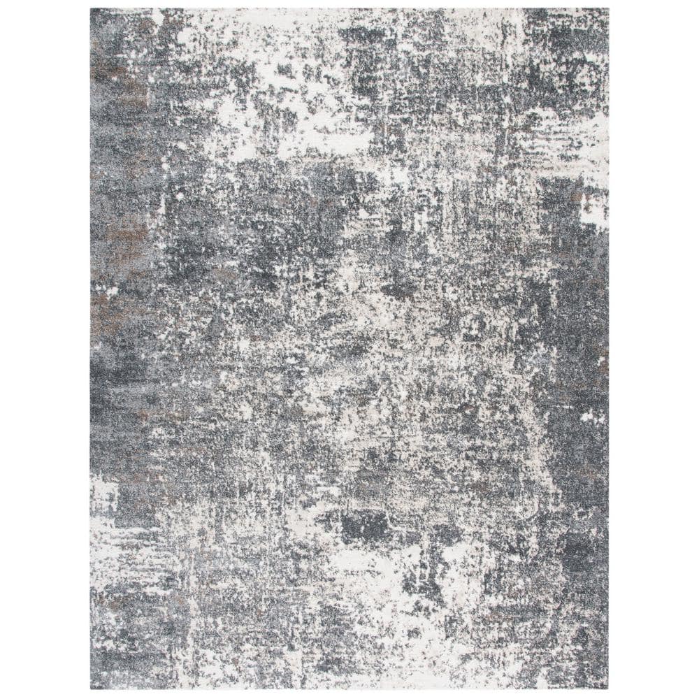 Abstract Elegance 9' x 12' Gray Hand-Knotted Synthetic Rug